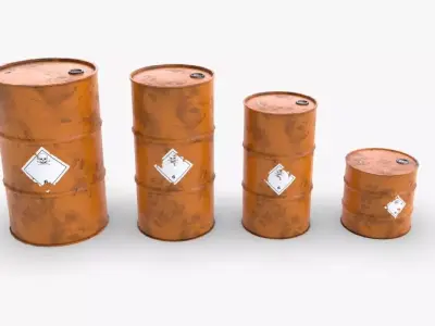 Chemical barrels Low-poly 3D model purchase