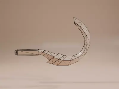 Low-poly game ready Curved Weapon blade  Low-poly 3D model