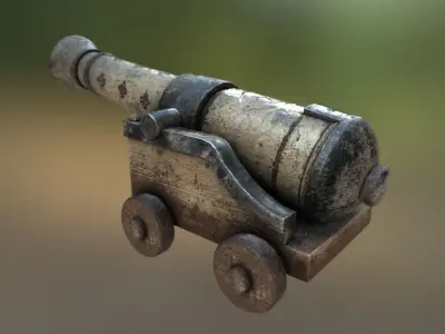 Gunpowder Artillery Cannon Low-poly 3D model