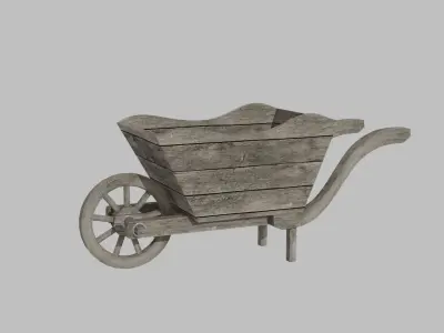 wooden old cart Low-poly 3D model purchase