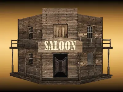 Old saloon  Low-poly 3D model