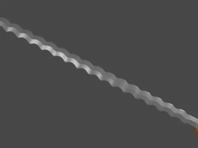 Flamberge sword with Spatha handle Low-poly 3D model