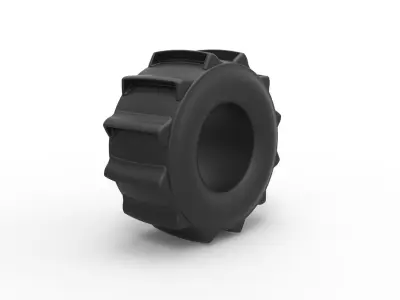 Dirt dragster rear tire 3 Scale 1 to 25 3D print model