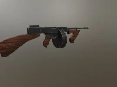 3D Thompson pistol Low-poly 3D model