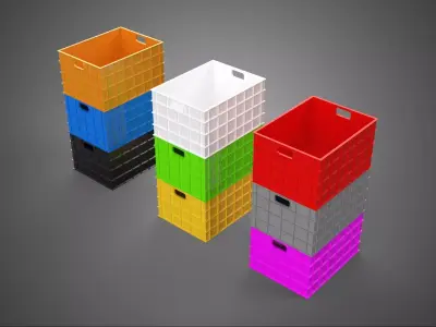 STACK STACKED STACKABLE PLASTIC CRATE BOX CONTAINER STORAGE ROW 3D model