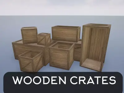 Low Poly Wooden Crates Low-poly 3D model