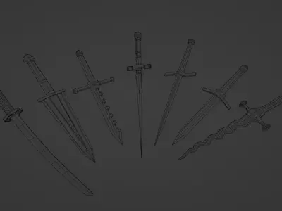 7 Low-poly Medieval Fantasy Daggers For Games Low-poly 3D model Low-poly 3D model