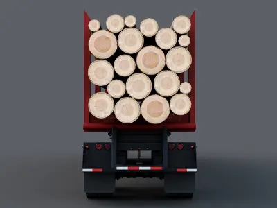 Timber Trailer Low-poly 3D model