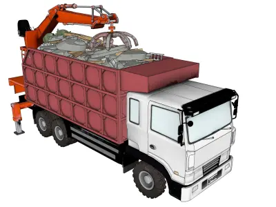 ClawTruck garbage truck with crane 3D model