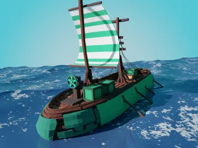 Stylized Ship-4 Low-poly 3D model