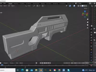 Sci-Fi Gun Low-poly 3D model 8