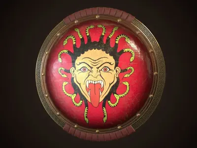 Hoplite Shield Gorgon Low-poly 3D model
