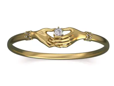 Diamond Hands Bangle Bracelet 3D print model