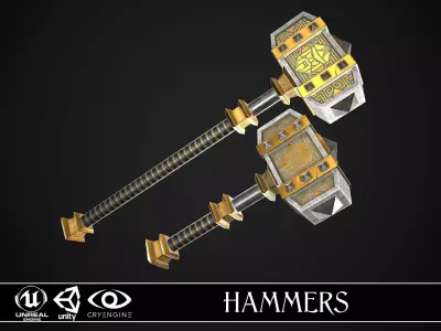 Fantasy Hammers 04 3D Model Pack