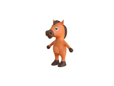 High-Quality 3D Cute Horse for Games Low-poly 3D model