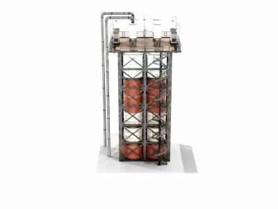 Industrial Distillation Processing Tower High Detail 3D Model 3D model