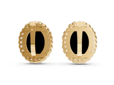 Black Cabachon Earrings 3D print model