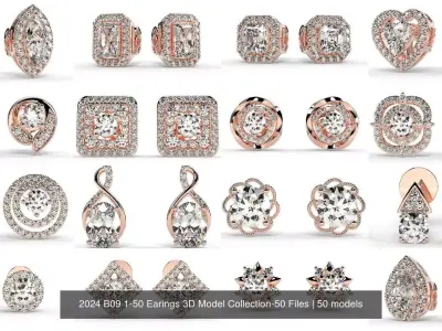 2024 B09 1-50 Earings 3D Model Collection-50 Files 3D Model Pack
