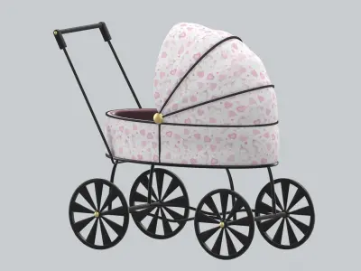 Doll carriage Dolls and their accessorizes  PBR model Low-poly 3D model