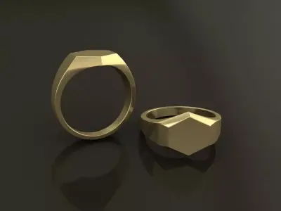 Signet Hexagon Ring Band Mix Size 5 6 7 8 9 10 3D print model