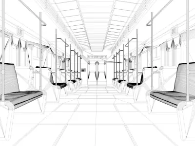 Subway Modern Train Interior with Leather Seats 3D model