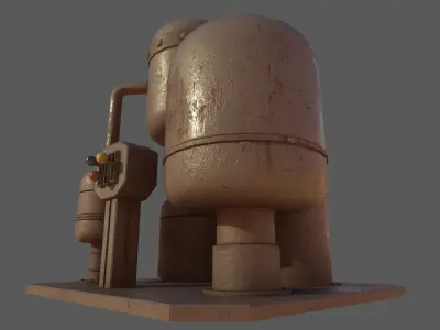 Stylized Retrofuturism Machinery - Tank System Low-poly 3D model