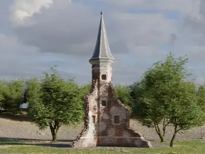 Rudimentary Brick Ruin Tower 3D model