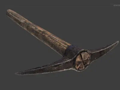Old Steel Pickaxe 3d Model Low-poly 3D model
