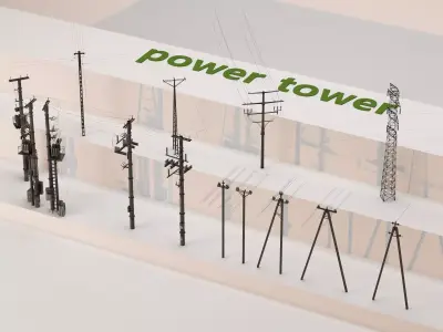 Electric Transmission Towers low Low-poly 3D model