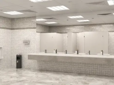 Public Bathroom Interior Scene 3D model