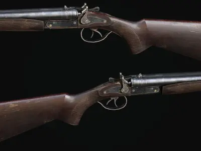Double Barrel Shotgun - PBR Game Ready Low-poly 3D model