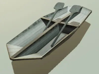 Lowpoly wooden boat Low-poly 3D model