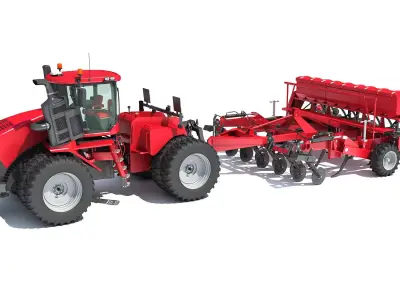 Articulated Tractor with Seed Drill 3D model
