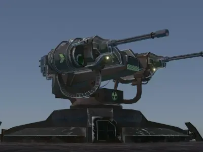 Zombie Sci-Fi Turret 3D model Low-poly 3D model