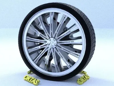 ORTAS CAR RIM 40 GAME READY RIM TIRE AND DISC 3D model