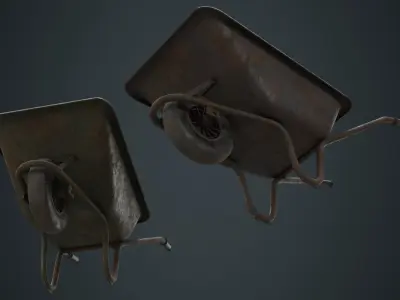 Wheelbarrow 1C Low-poly 3D model