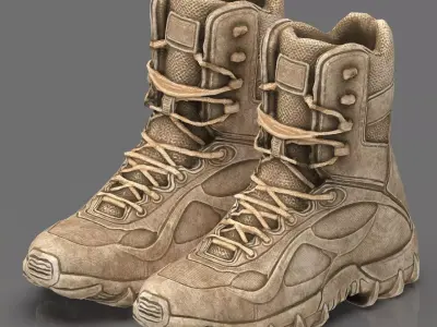 Tactical Desert Combat Boot Low-poly 3D model
