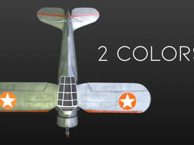 Light aircraft Curtiss f13c Low-poly 3D model