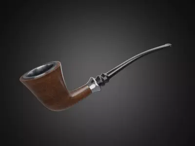Vintage wooden tobacco pipe smoking 3D model