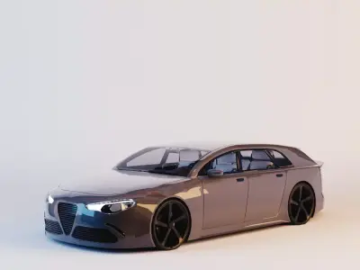 BLENDER EEVEE Brandless Small 4 Door Hatchback Free low-poly 3D model