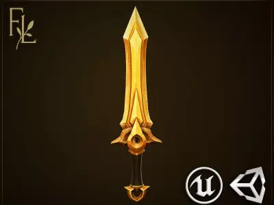 Golden Sword - Game Ready Weapon Low-poly 3D model