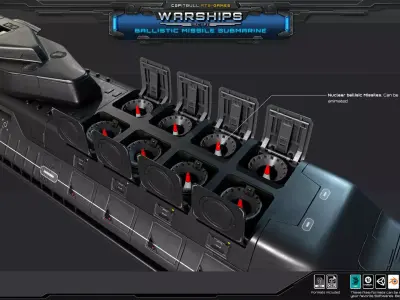 WARSHIPS - Ballistic Missile Submarine  Low-poly 3D model