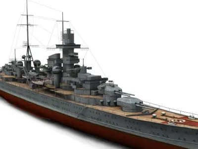 Prinz Eugen Cruiser Low-poly 3D model