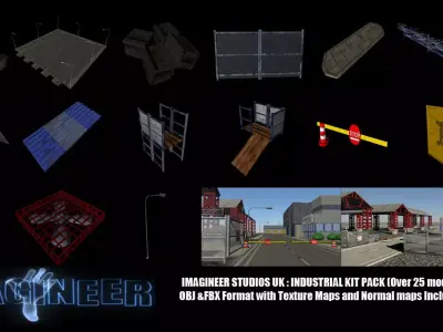 Industrial Kit pack of over 28 individual models Low-poly 3D model