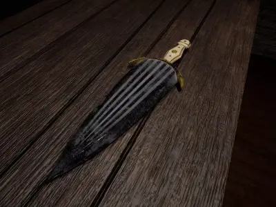 Short sword Cinquedea Low-poly 3D model