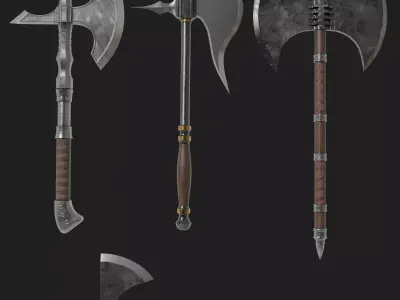 Game ready medieval axes collection 3D Model Pack