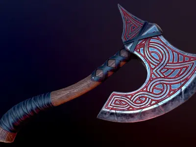 Viking battle axe Low-poly 3D model get