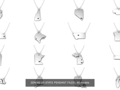 3DM 60 US STATE PENDANT FILES 3D Model Pack