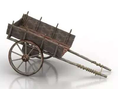 Cart Old Chariot Low-poly 3D model