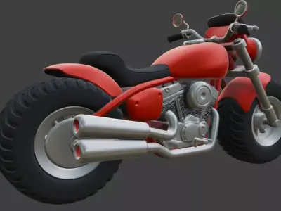 Cartoon Red Chopper Motorcycle 3D Model 3D model get